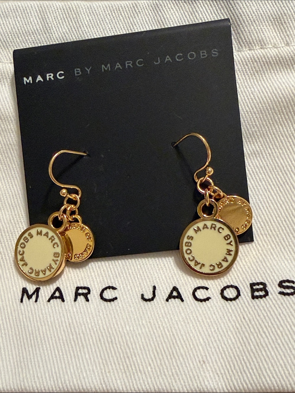 Marc by Marc Jacobs Gold-Tone Earrings with Cream Enamel Discs (49)